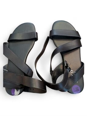 New Franco Sarto Black Leather Sandals Size 8 1/2